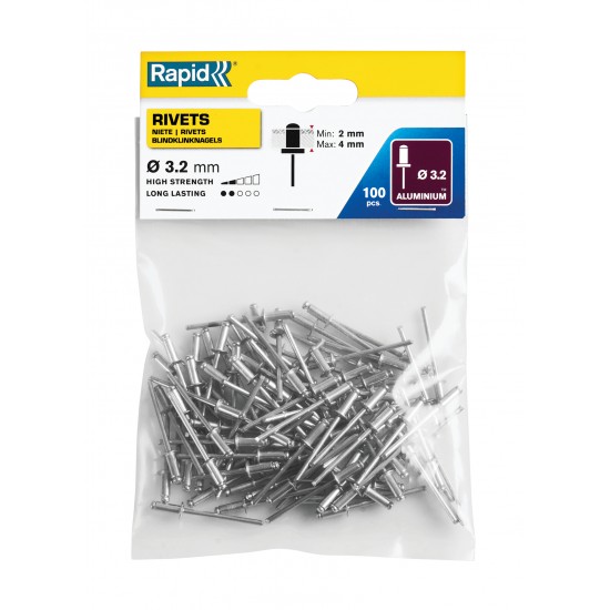 RAPİD PERÇİN Ø3.2 x 8mm ALÜMİNYUM 100 ADET RAPİD PERÇİN Ø3.2 x 8mm ALÜMİNYUM 100 ADET