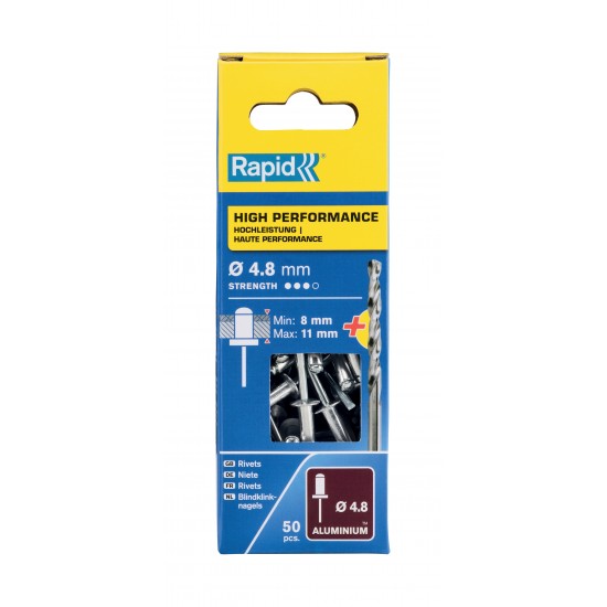 RAPİD PERÇİN Ø4.8X14MM ALU+MATKAP UCU 50 ADET RAPİD PERÇİN Ø4.8X14MM ALU+MATKAP UCU 50 ADET