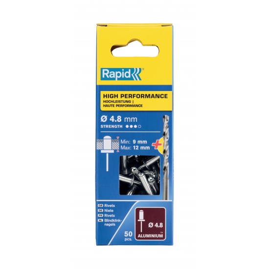 RAPİD PERÇİN Ø4.8X16MM ALU+MATKAP UCU 50 ADET RAPİD PERÇİN Ø4.8X16MM ALU+MATKAP UCU 50 ADET