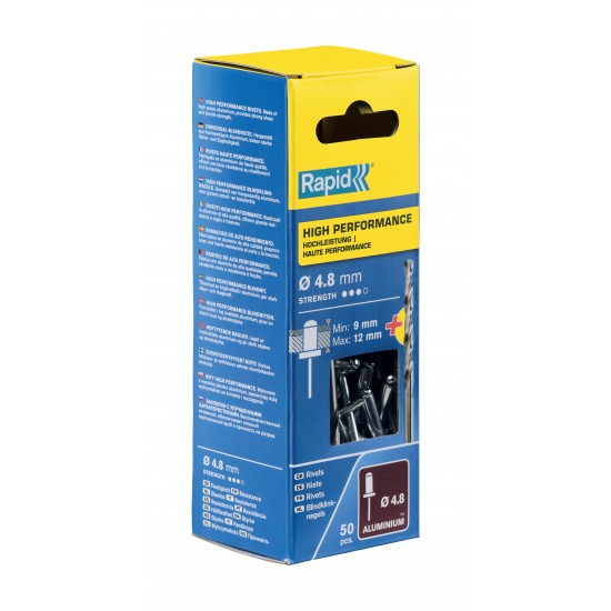 RAPİD PERÇİN Ø4.8X16MM ALU+MATKAP UCU 50 ADET RAPİD PERÇİN Ø4.8X16MM ALU+MATKAP UCU 50 ADET