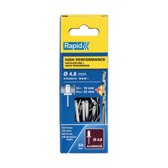 RAPİD PERÇİN Ø4.8X25MM ALU+MATKAP UCU 50 ADET RAPİD PERÇİN Ø4.8X25MM ALU+MATKAP UCU 50 ADET