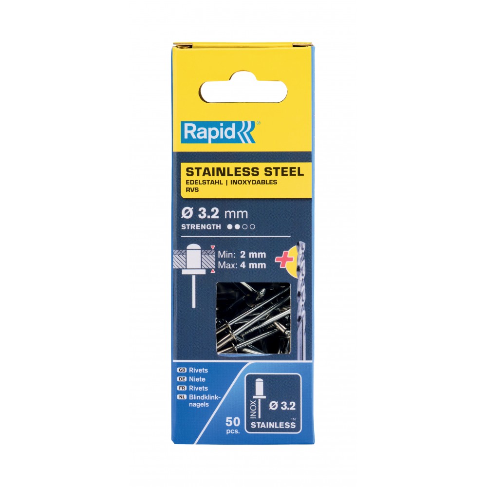 RAPİD PERÇİN Ø3.2X8MM PASLANMAZ + MATKAP UCU 50 ADET