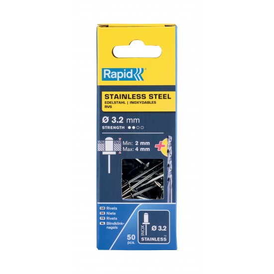 RAPİD PERÇİN Ø3.2X8MM PASLANMAZ + MATKAP UCU 50 ADET RAPİD PERÇİN Ø3.2X8MM PASLANMAZ + MATKAP UCU 50 ADET