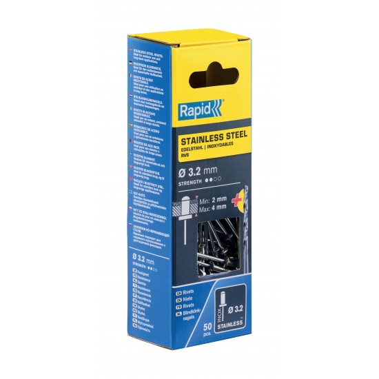 RAPİD PERÇİN Ø3.2X8MM PASLANMAZ + MATKAP UCU 50 ADET RAPİD PERÇİN Ø3.2X8MM PASLANMAZ + MATKAP UCU 50 ADET