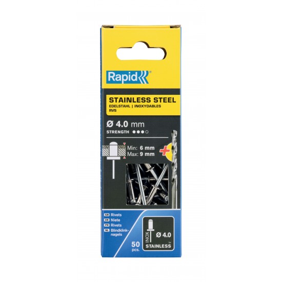 RAPİD PERÇİN Ø4X12MM PASLANMAZ + MATKAP UCU 50 ADET RAPİD PERÇİN Ø4X12MM PASLANMAZ + MATKAP UCU 50 ADET