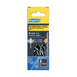 RAPİD PERÇİN Ø4.8X10MM PASLANMAZ + MATKAP UCU 50 ADET