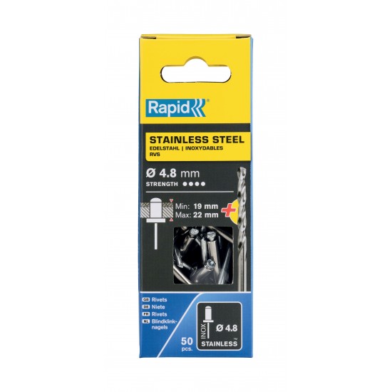 RAPİD PERÇİN Ø4.8X25MM PASLANMAZ + MATKAP UCU 50 ADET RAPİD PERÇİN Ø4.8X25MM PASLANMAZ + MATKAP UCU 50 ADET