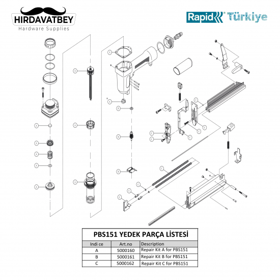 RAPİD PBS151 TAMİR KİT A
